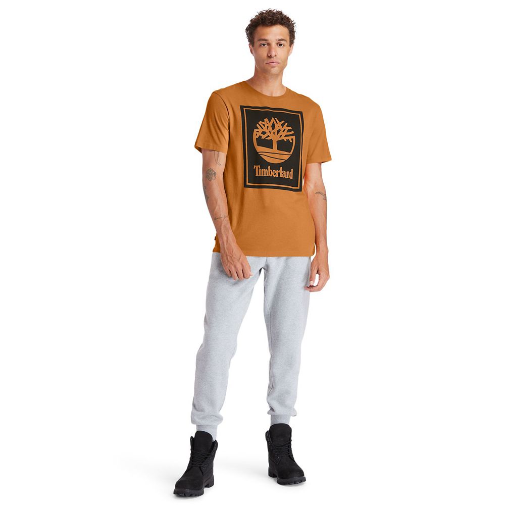 Tricouri Timberland Barbati Maro/Negrii - Short-Sleeve Logo - Romania - GATVHN281